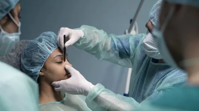 vista-lateral-medico-revisando-al-paciente-antes-rinoplastiajpg